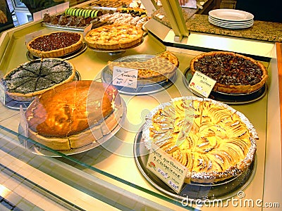 Display of pies in a french bakery