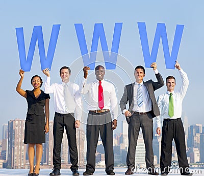 Diverse Business People Holding the Letters WWW