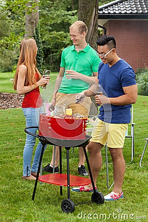 Diverse friends on a barbecue