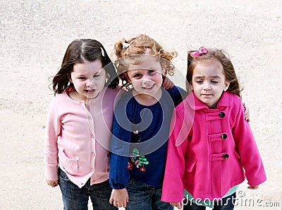 Diverse group of little girls outside