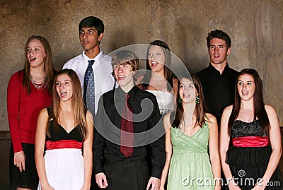Diverse group of teens performing