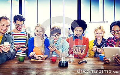 Diverse People Digital Devices Wireless Communication Concept