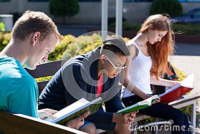 Diverse students on a bench