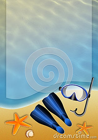 Diving mask on the beach