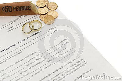 Divorce Form With Open Roll Of Pennies