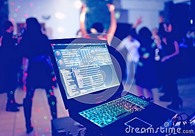 DJ laptop at party