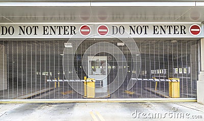 Do not enter sign at the exit of a car park