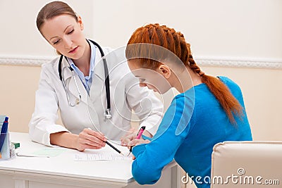 Doctor Advises Woman Patient Stock 