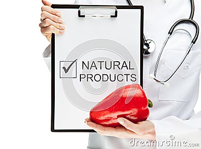 Doctor advising eating natural food