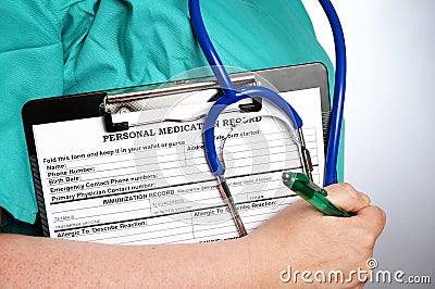 Doctor with medical chart and stethoscope