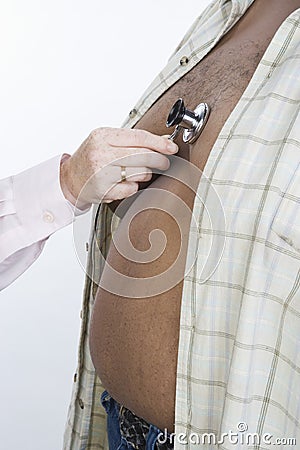 Doctor s Hand Examining An Obese Man