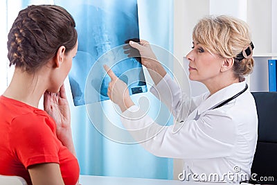 Doctor showing patient test results