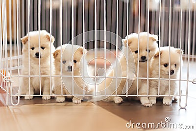 Dog in cage