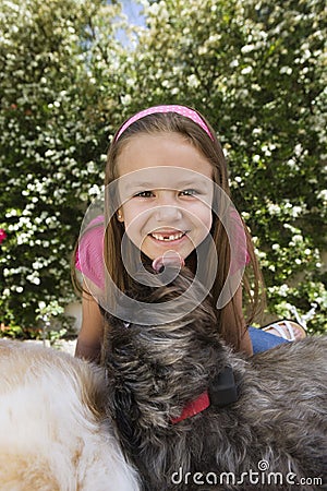 Dog Licking Little Girl s Chin