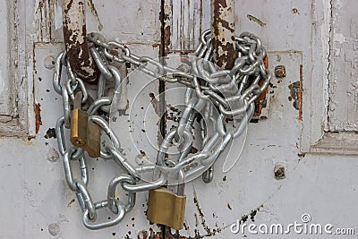 Door with chain and padlock