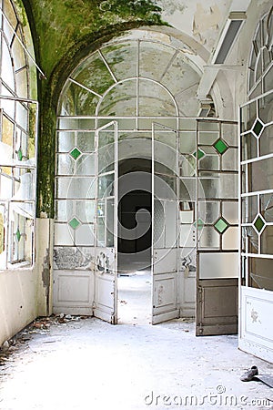 Doors in abandoned psychiatric hospital