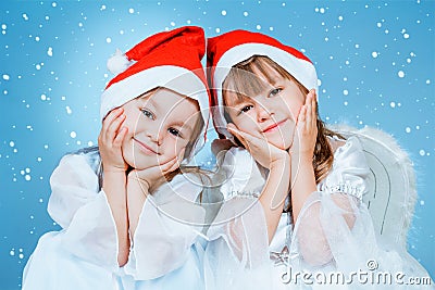 Dos niñas de la Navidad.