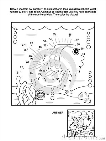 Dot-to-dot and coloring page - fish