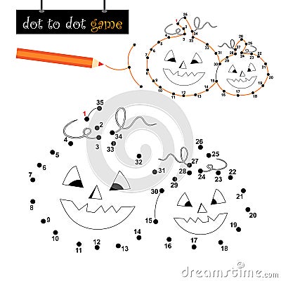 Dot to dot game: halloween pumpkins
