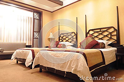 The double bedroom of luxury hotel