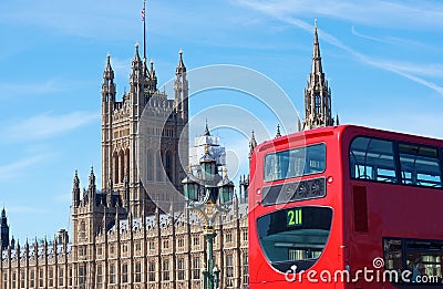 Double Decker and Houses of Parliament,