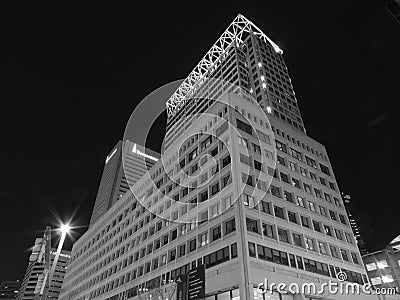 Downtown Baltimore at Night Black and White