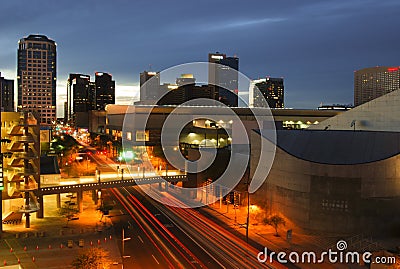 Downtown Phoenix, AZ at dusk