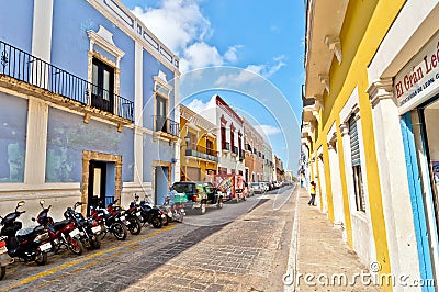 Downtown street in Campeche, Mexico