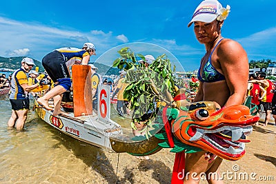 Dragon boats festival race Stanley beach Hong Kong