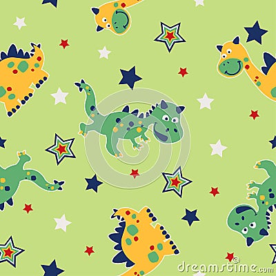 Dragon and stars seamless pattern