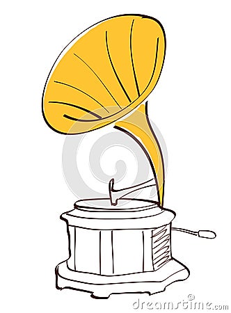 Drawing gramophone vector