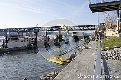 The dredging the river bed