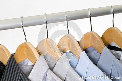 Dress Shirts on Hangers.