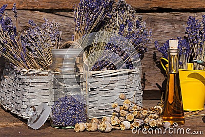 Dried lavender in a basket