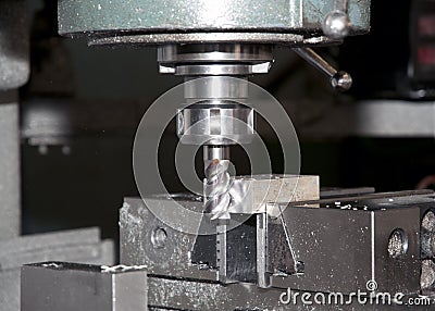 Drilling and milling CNC in workshop