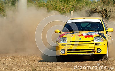 Driver piloting his car at Barsa Rally