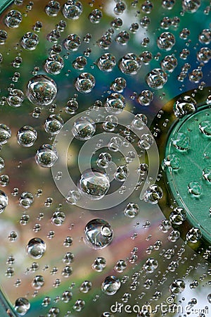 Drop of water on CD and DVD