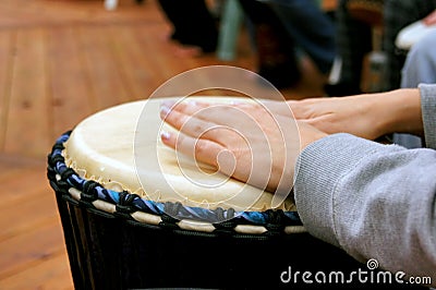 Drum circle woman hands