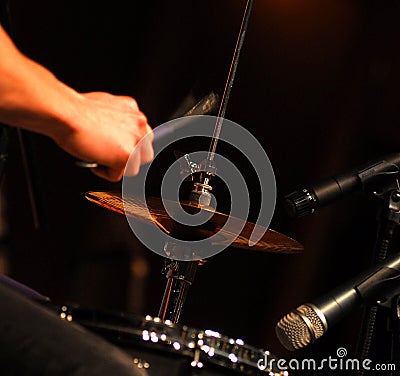 Drummer performing