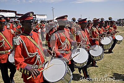 Drummers from the Ceremonial band marching