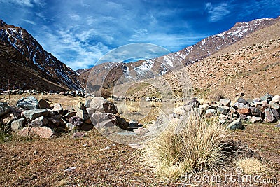 Dry grass turf in High Atlas mountains