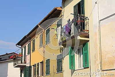 Drying clothes on the balcony