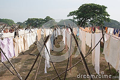 Drying clothes in India