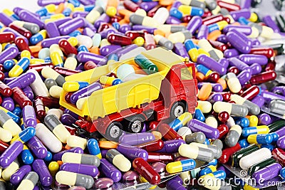 Dump truck toy transported medicine