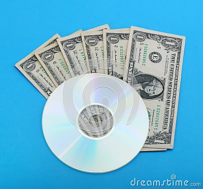 DVD disc with dollar notes