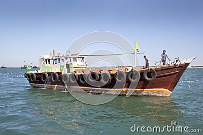 Empty ferry boat with crew India