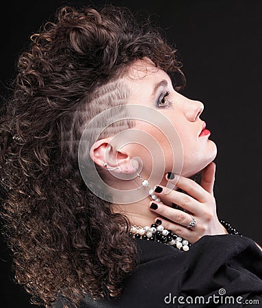 Ear super piercing woman curly girl