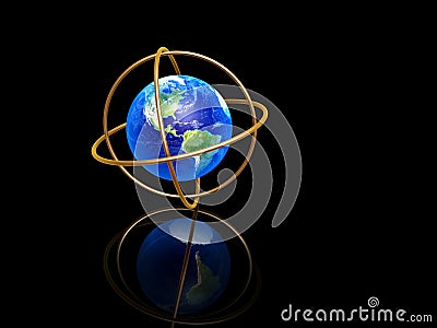 Earth with longitude and latitude rings