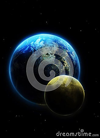 Earth and moon