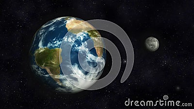 Digital Illustration of Planet Earth and Moon.